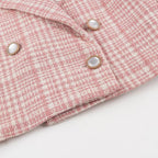 Women's Short Cut Boucle Blazer with Double Breasted Decorative Button Placket and Textured Weave Look Fashion Glam