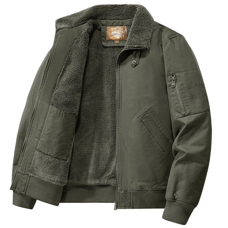 Men's teddy-lined pilot bomber jacket with sherpa lining and arm pocket Fashion Glam