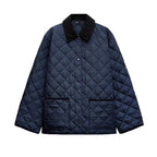 Women Lightweight Quilted Transitional Jacket in Oversized Cocoon with Cord Collar Fashion Glam