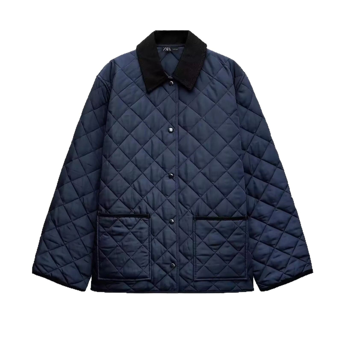 Women Lightweight Quilted Transitional Jacket in Oversized Cocoon with Cord Collar Fashion Glam