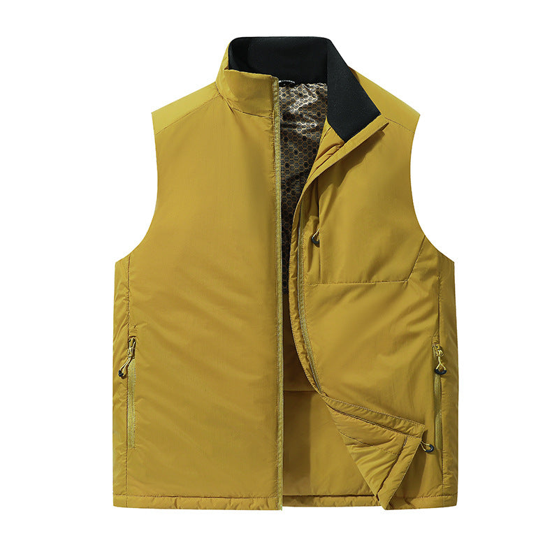 Men's Padded Outdoor Vest with Stand-Up Collar, Multifunctional Pockets and Lightweight Thermal Lining Fashion Glam
