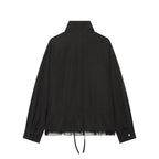 Women's lightweight adjustable windbreaker with stand-up collar, drawstring and tulle trim Fashion Glam