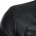 Men's field jacket in smooth leather look with flap pockets and slim fit Fashion Glam