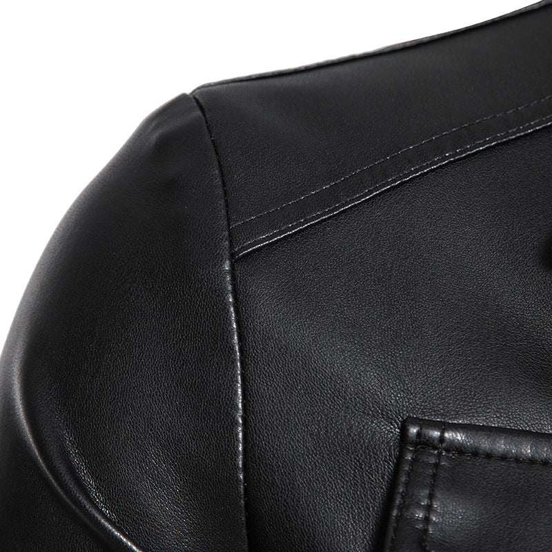 Men's field jacket in smooth leather look with flap pockets and slim fit Fashion Glam