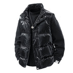 Men's Shiny Quilted Stand Collar Vest with Thermal Filling Fashion Glam