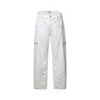 Women's High-Waisted Cargo Pants Relaxed Fit with Flap Pockets and Raw Hem Fashion Glam
