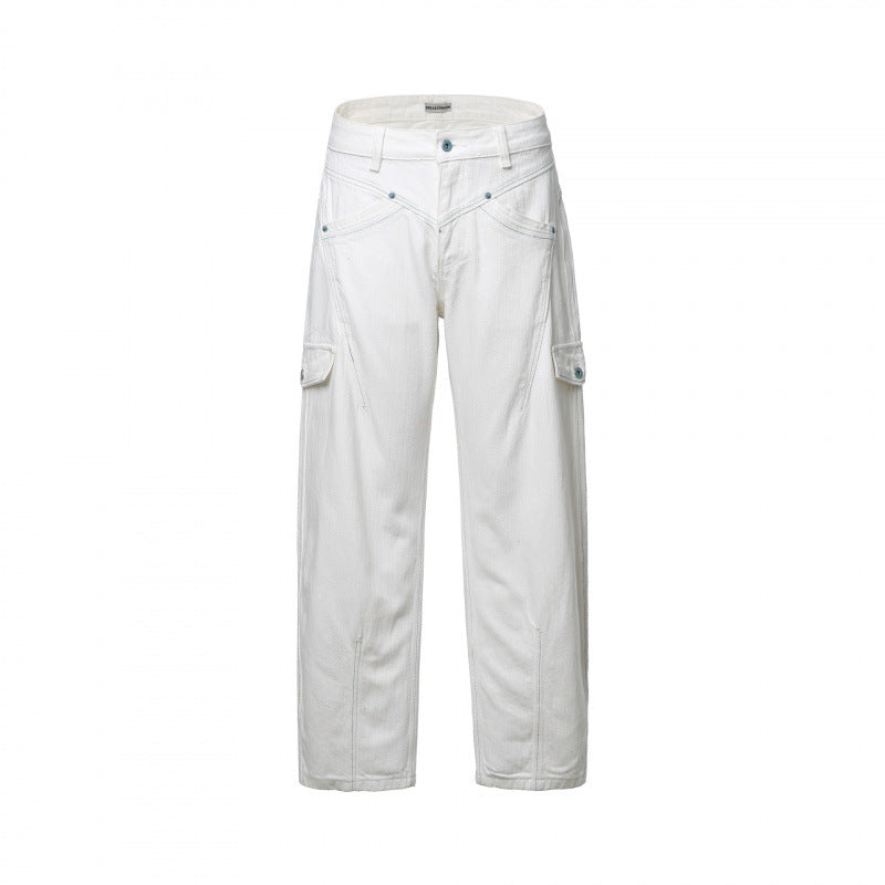 Women's High-Waisted Cargo Pants Relaxed Fit with Flap Pockets and Raw Hem Fashion Glam