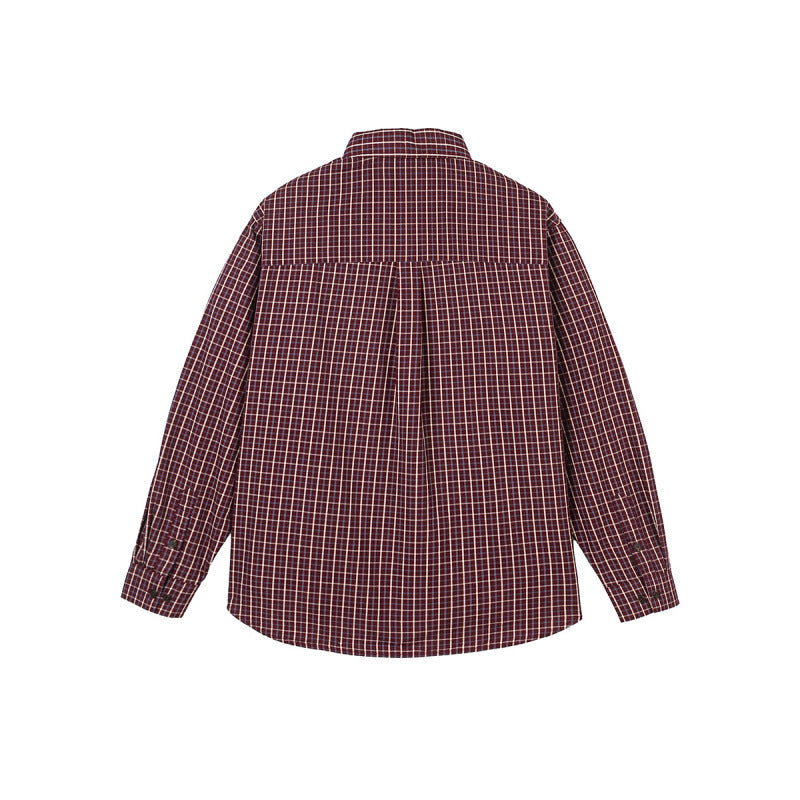 Men's Oversize Checkered Shirt with Rounded Hem and Diagonal Breast Pocket Detail Fashion Glam