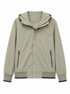 Men's Hooded Blouson Lightweight Windbreaker with Ribbed Hem and Concealed Zipper Placket Fashion Glam