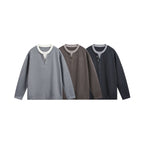 Men's Lightweight Fine Knit Henley Sweater with Contrast Collar and Relaxed Fit Fashion Glam