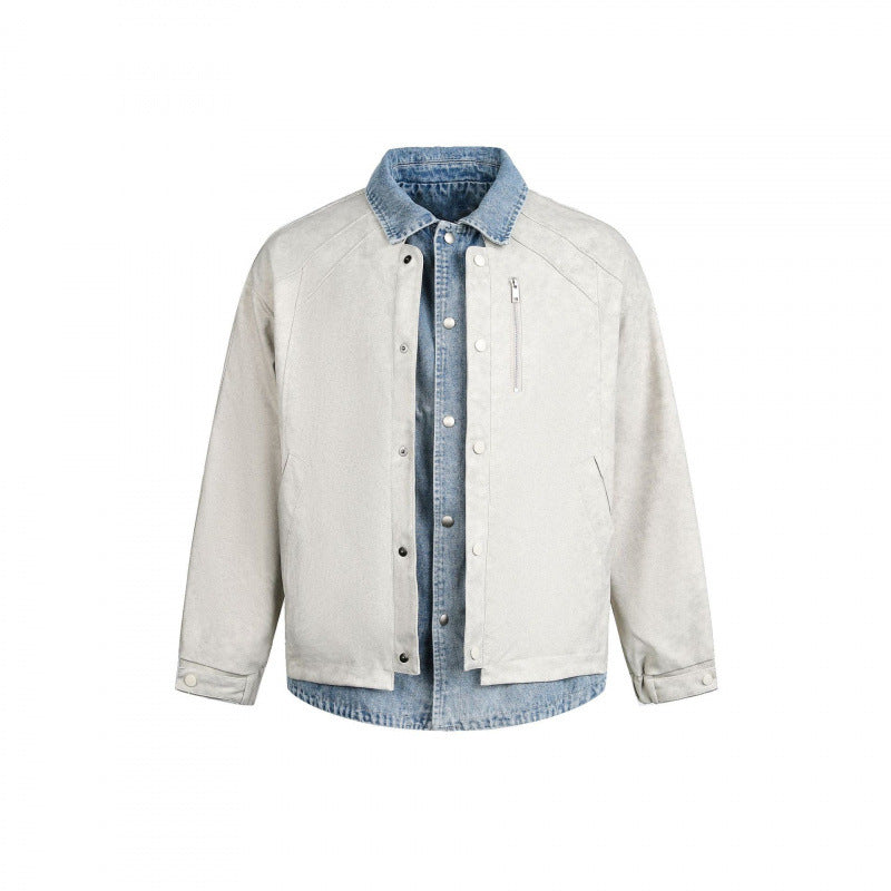 Men's layering jacket with suede look and integrated denim lining Fashion Glam