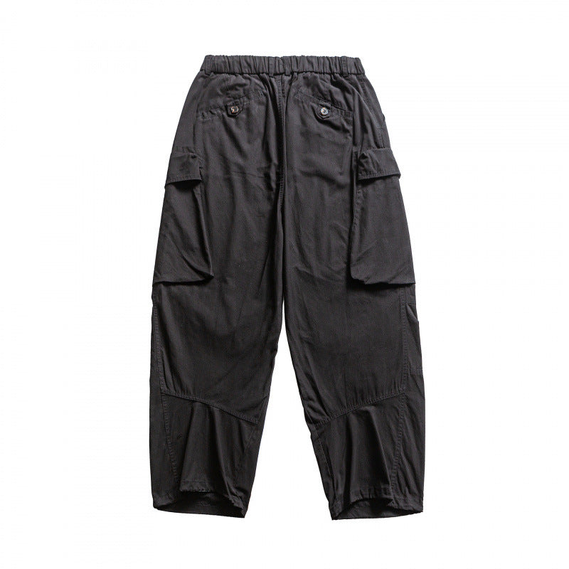 Men's Baggy Cargo Pants with Elastic Waistband, Drawstring, and Reinforced Knee Areas Fashion Glam