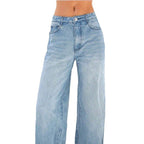 Women's wide high-waist jeans pants in palazzo style Fashion Glam