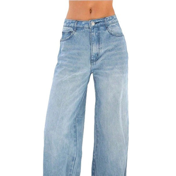 Women's wide high-waist jeans pants in palazzo style Fashion Glam
