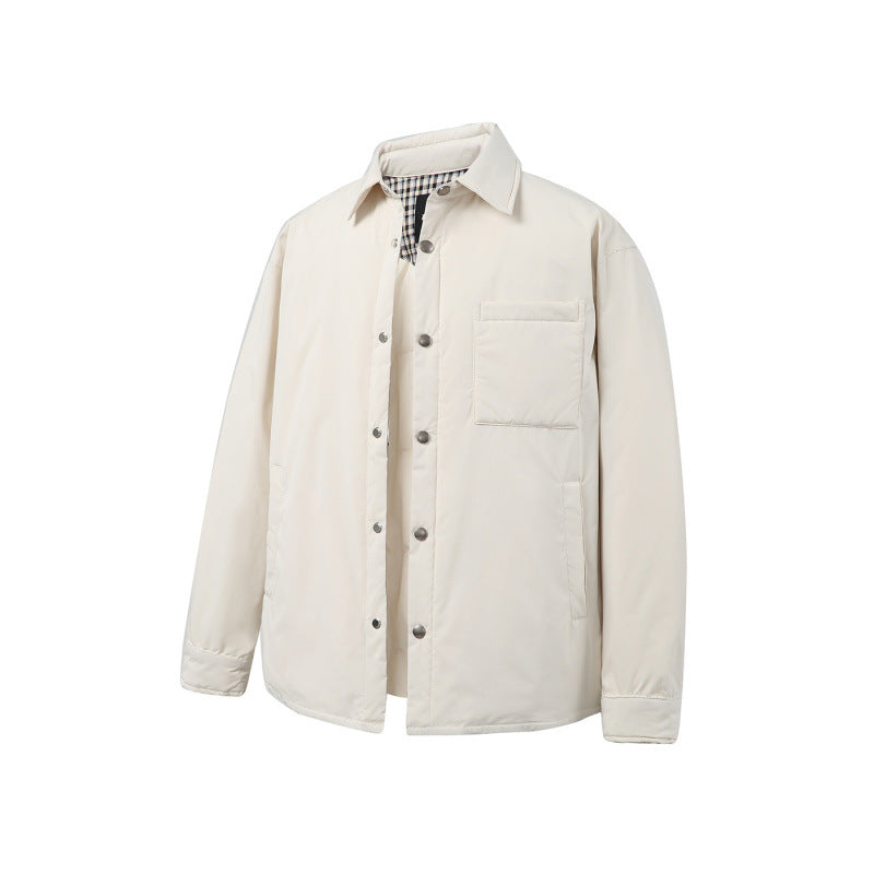 Unisex Boxy padded shirt jacket with snap buttons, chest pocket and thermal lining Fashion Glam