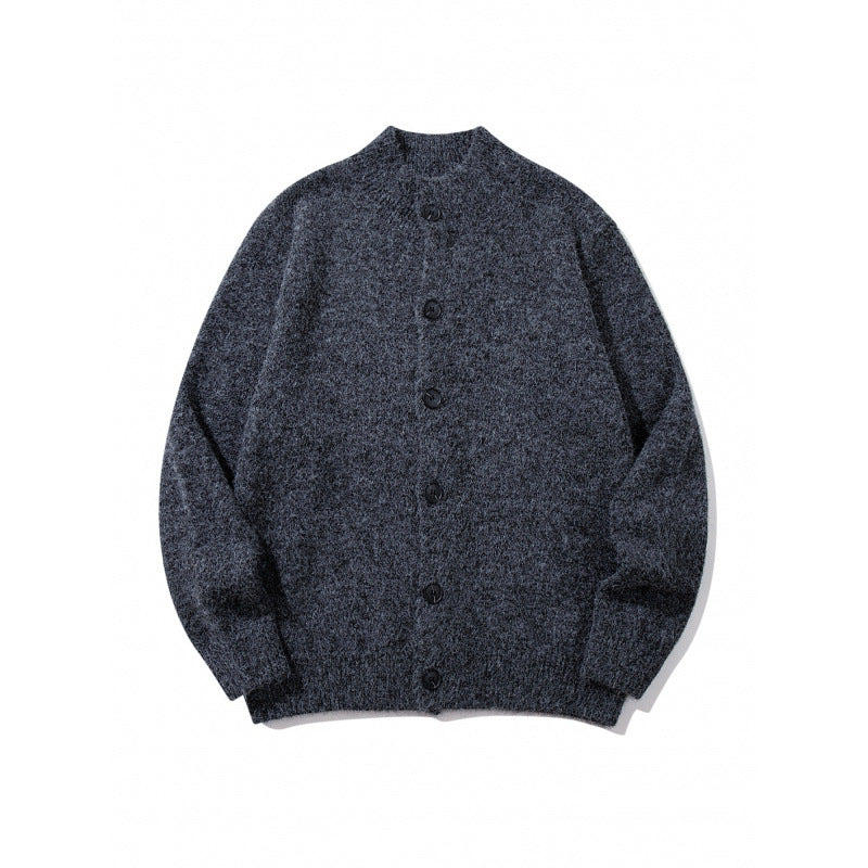 Unisex Boxy-Mohair-Mix-Cardigan with half-high collar and continuous button placket Fashion Glam