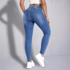 Women slim-fit high-waist jeans leggings with colorful butterfly print Fashion Glam