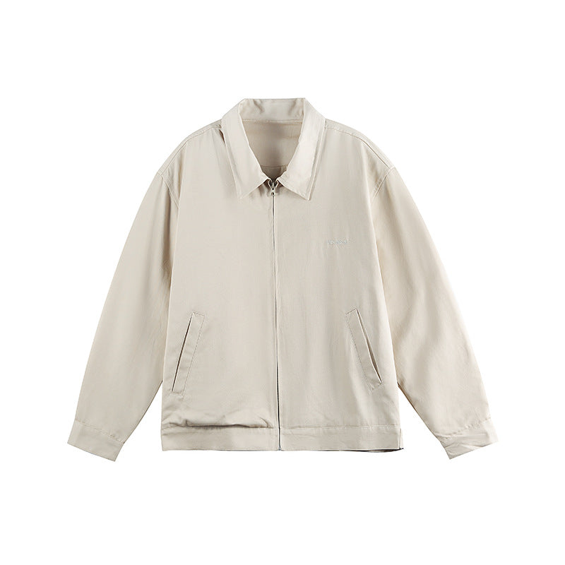 Men's Lightweight Boxy Transitional Jacket with Shirt Collar and Concealed Zipper Fashion Glam