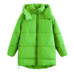 Women's Longer Quilted Down-Effect Coat with High Collar, Hood and Drawstring Fashion Glam