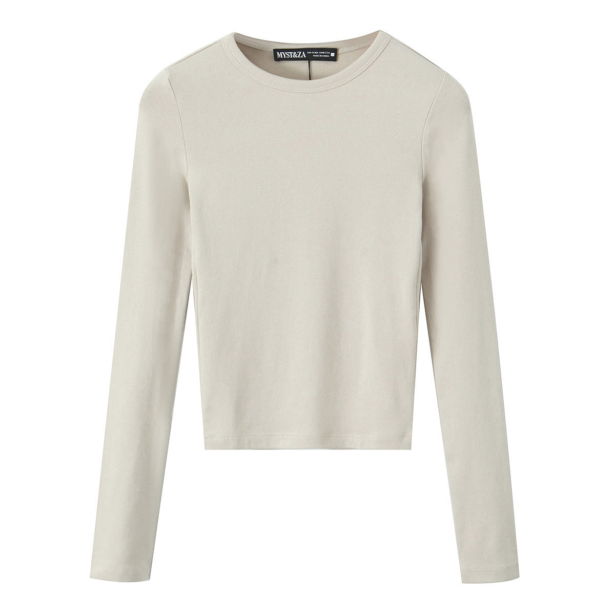 Women Striped Cropped Long Sleeve Shirt with Round Neckline Fashion Glam