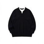 Unisex Oversize fine knit pullover with open Henley neckline and contrasting inner collar Fashion Glam