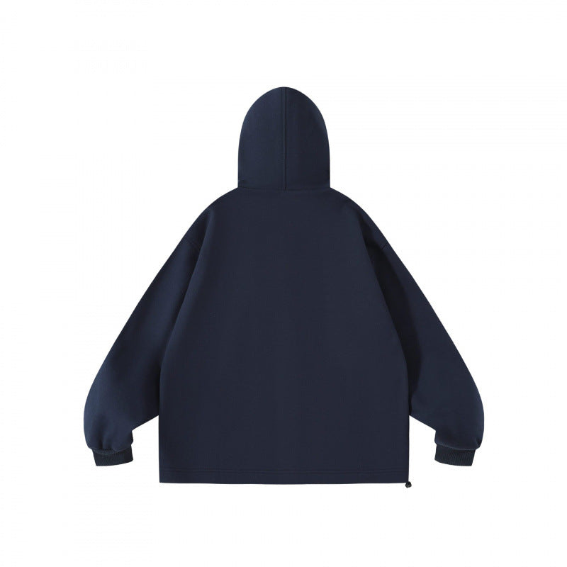 Unisex Oversize Hoodie with checkered lined hood and snap button placket Fashion Glam