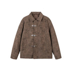 Men's short jacket made of suede imitation with metal toggle fasteners Fashion Glam