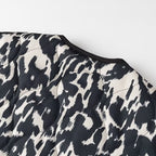 Women Padded Quilted Jacket with Abstract Leopard Print, Boxy Silhouette and Patch Pockets Fashion Glam