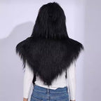 Women’s hooded scarf vest made of long-haired artificial fur Fashion Glam