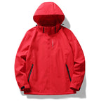 Men's Three-Layer Softshell Jacket with Hood, Wind Flap and Water-Repellent Zippers Fashion Glam