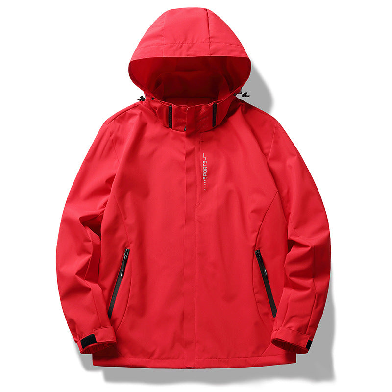 Men's Three-Layer Softshell Jacket with Hood, Wind Flap and Water-Repellent Zippers Fashion Glam