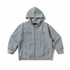Unisex Oversize Hooded Zip Jacket made of Waffle Knit with Chest and Slash Pockets Fashion Glam