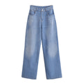 Women's High-Waist Jeans Pants with Wide Leg, Straight Hem and Subtle Used Look Fashion Glam