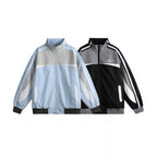 Unisex Lightweight Retro Track Jacket with Stand Collar, Contrasting Stripes and Ribbed Cuffs Fashion Glam