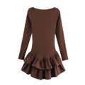 Women's figure-hugging mini dress with tiered ruffles and boat neckline Fashion Glam