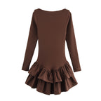 Women's figure-hugging mini dress with tiered ruffles and boat neckline Fashion Glam