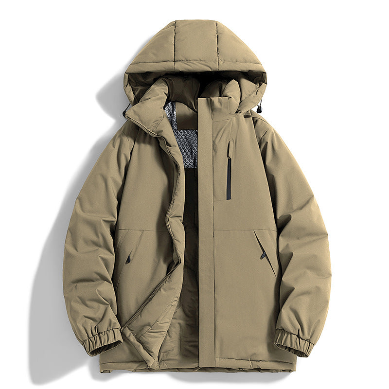 Men's Technical Quilted Parka with Hood, Thermo Insulation and Chest Zip Pocket Fashion Glam