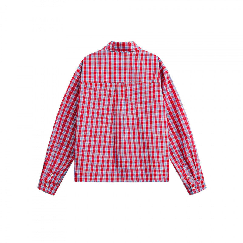Unisex Checked Overshirt in Boxy Cut with Continuous Button Placket and Chest Pocket Fashion Glam