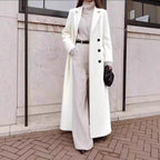 Women Elegant Wool Coat with Double Button Placket and Deep Pockets Fashion Glam