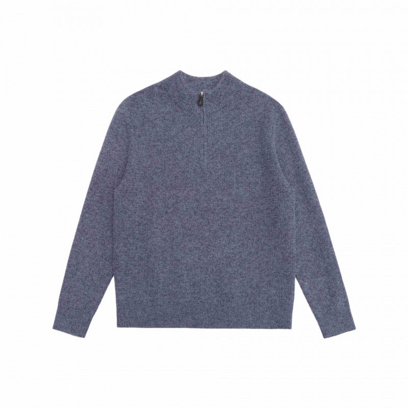Men's textured knit sweater with half zip, stand-up collar and oversized silhouette Fashion Glam