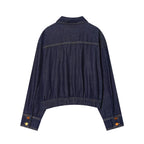 Women's bomber style jeans jacket with zipper and elastic hem Fashion Glam
