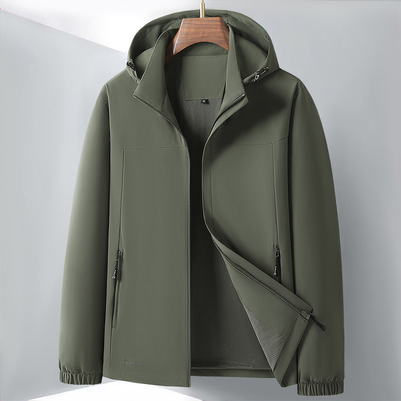 Men's Lightweight Softshell Hybrid Jacket with Hood, Breathable Mesh Lining and Hidden Zip Pockets Fashion Glam