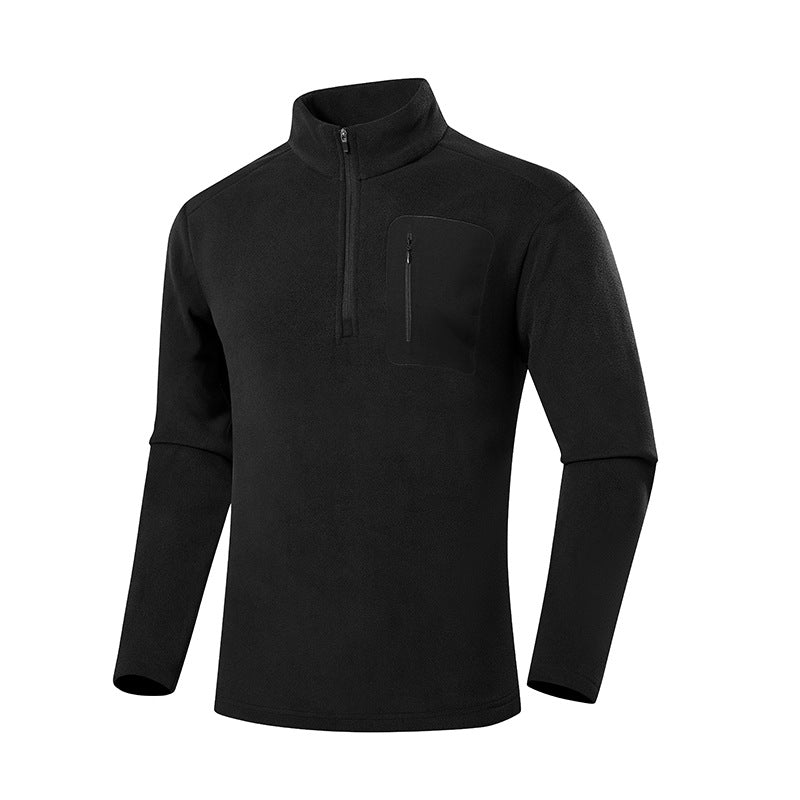 Men's fleece pullover with quarter zip and concealed chest pocket Fashion Glam