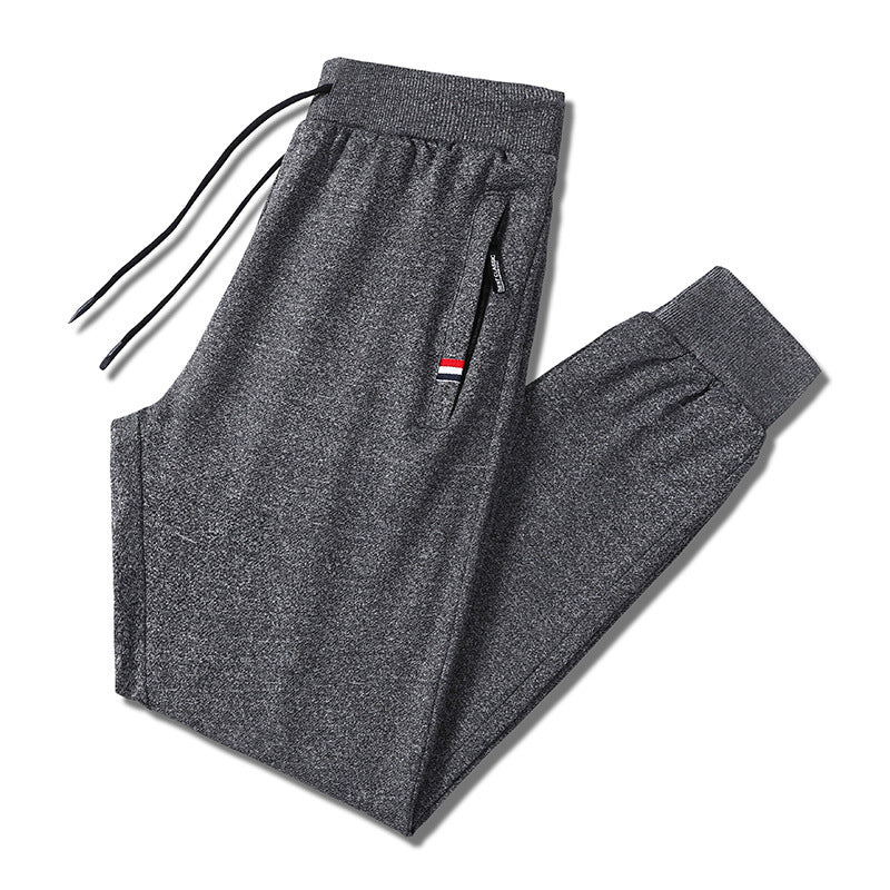 Men's Slim-Fit Jogging Pants with Elastic Ribbed Waistband, Drawstring and Zipper Pockets Fashion Glam