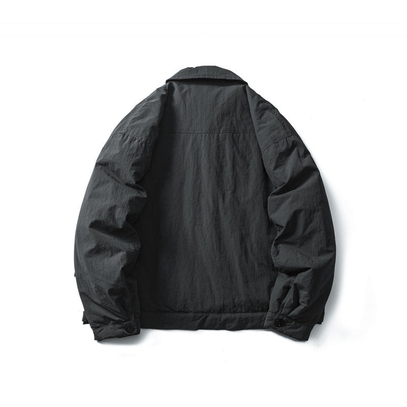 Men's Lightweight Oversized Field Jacket in Workwear Style with Shirt Collar and Button Closure Fashion Glam