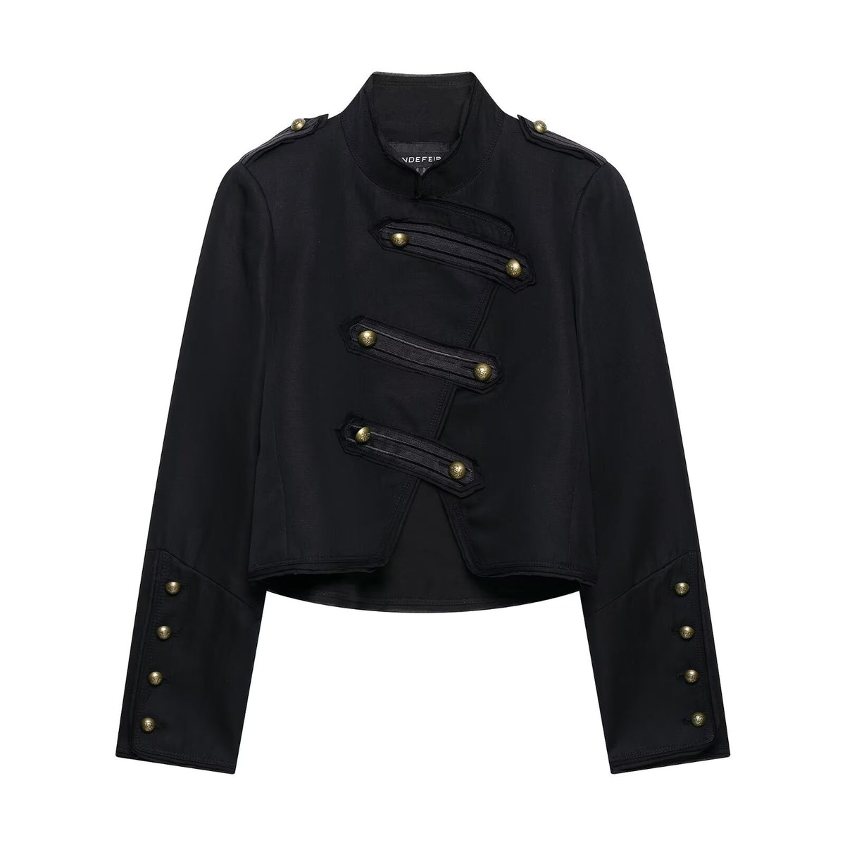 Women Short Cut Parade Jacket with Stand-Up Collar and Decorative Trimming Fashion Glam