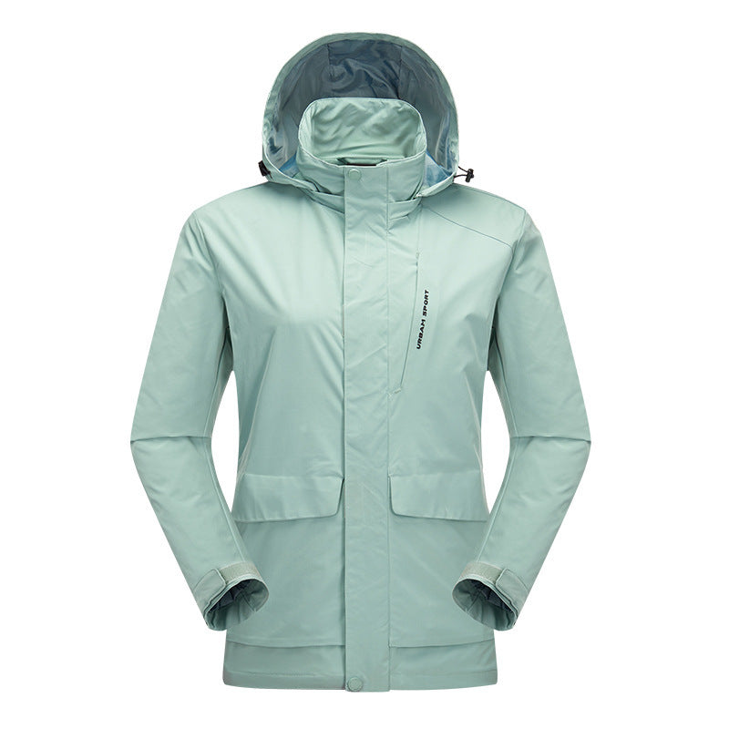 Men's waterproof city outdoor jacket with hood, concealed zipper and cargo pockets Fashion Glam