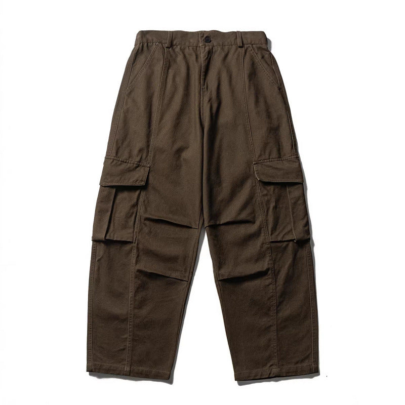 Men's Wide Utility Cargo Pants in Baggy Cut with Multiple Pockets and Reinforced Knee Areas Fashion Glam