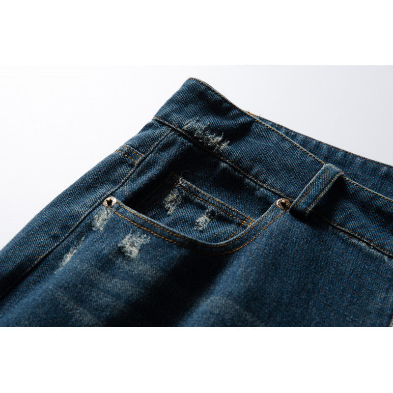 Men's Wide Highwaist Baggy Jeans with Used Wash and Five Pocket Details Fashion Glam