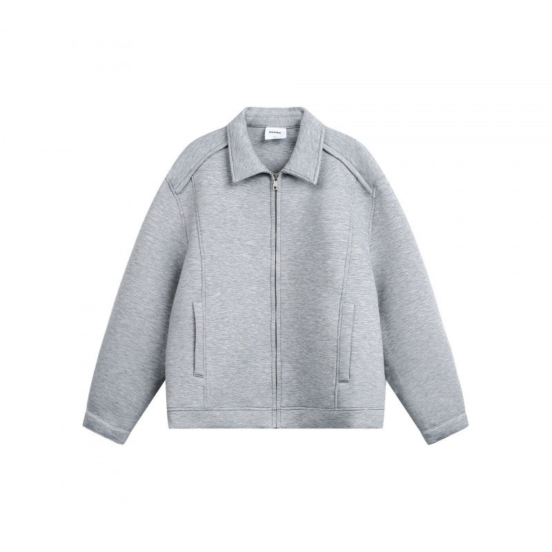 Unisex Boxy-Zip-Sweat jacket with shirt collar, concealed seams, and slit pockets Fashion Glam